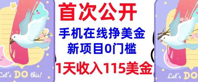 在线挣美金新项目，0门槛，1天收入115美刀，无脑操作，真正被动收入-赛德副业库
