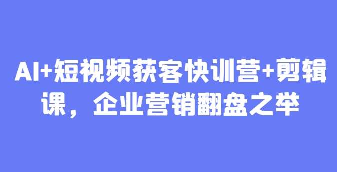 AI+短视频获客快训营+剪辑课，企业营销翻盘之举-赛德副业库