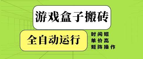 游戏盒子搬砖，全自动运行，无需人工，时间短、单价高、矩阵操作【揭秘】-赛德副业库