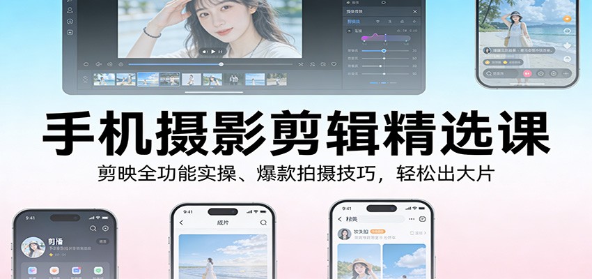 手机摄影剪辑精选课:剪映全功能实操、爆款拍摄技巧,轻松出大片-赛德副业库