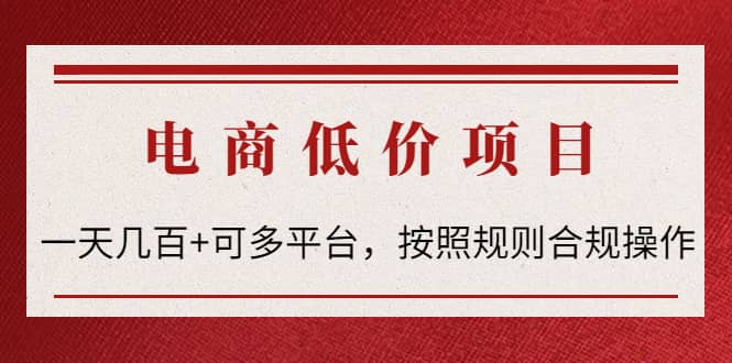 电商低价赔FU项目:按照规则合规操作-赛德副业库