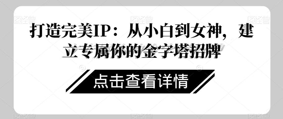 打造完美IP：从小白到女神，建立专属你的金字塔招牌-赛德副业库