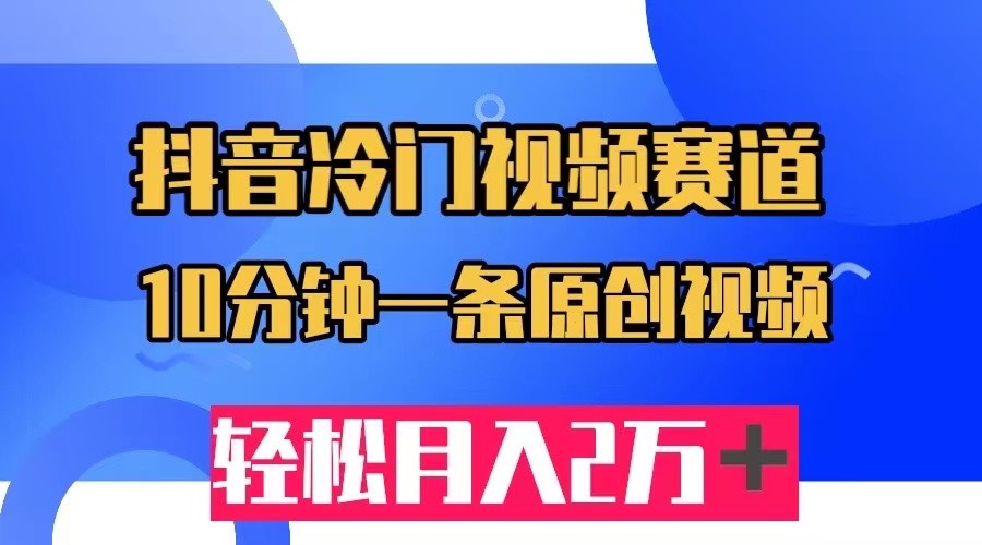 抖音冷门视频赛道,10分钟一条视频,轻松月入2W+ 抖音冷门视频赛道,10分钟一条视频,轻松月入2W+