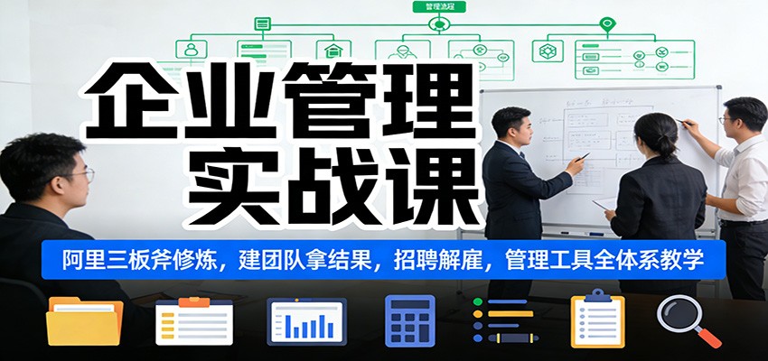 企业管理实战课:阿里三板斧修炼,建团队拿结果,招聘解雇,管理工具全体系教学-赛德副业库