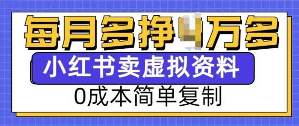 小红书虚拟资料项目，0成本简单复制，每个月多挣1W【揭秘】-赛德副业库