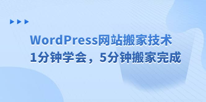 WordPress网站搬家技术，1分钟学会，5分钟搬家完成-赛德副业库