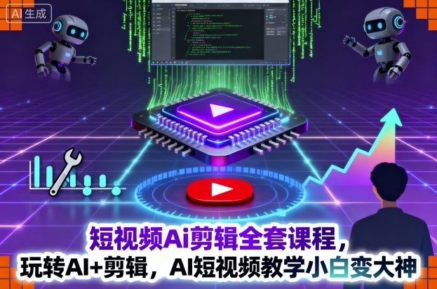 短视频Ai剪辑全套课程，玩转AI+剪辑，AI短视频教学小白变大神-赛德副业库