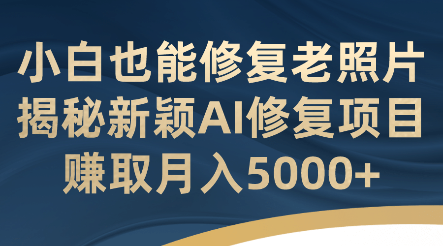 小白也能修复老照片！揭秘新颖AI修复项目，赚取月入5000+-赛德副业库