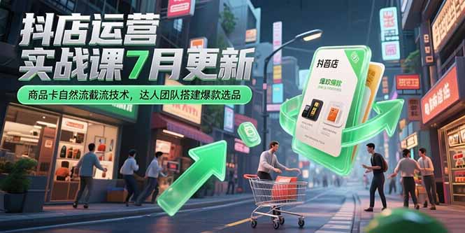 (15329期)抖店运营实战课7月更新,商品卡自然流截流技术,达人团队搭建爆款选品-赛德副业库