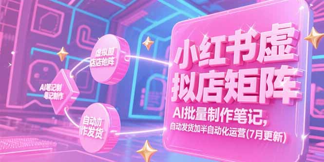 （15302期）小红书虚拟店矩阵，AI批量制作笔记，自动发货加半自动化运营(7月更新)-赛德副业库