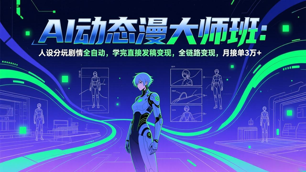 （17402期）AI动态漫剧大师班：人设分镜剧情全自动，学完直接发稿变现，全链路变现，月接单3万+-赛德副业库