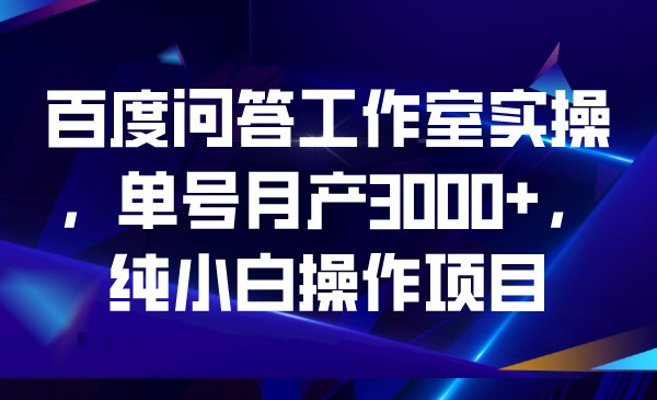 百度问答工作室实操，单号月产3000+，纯小白操-赛德副业库