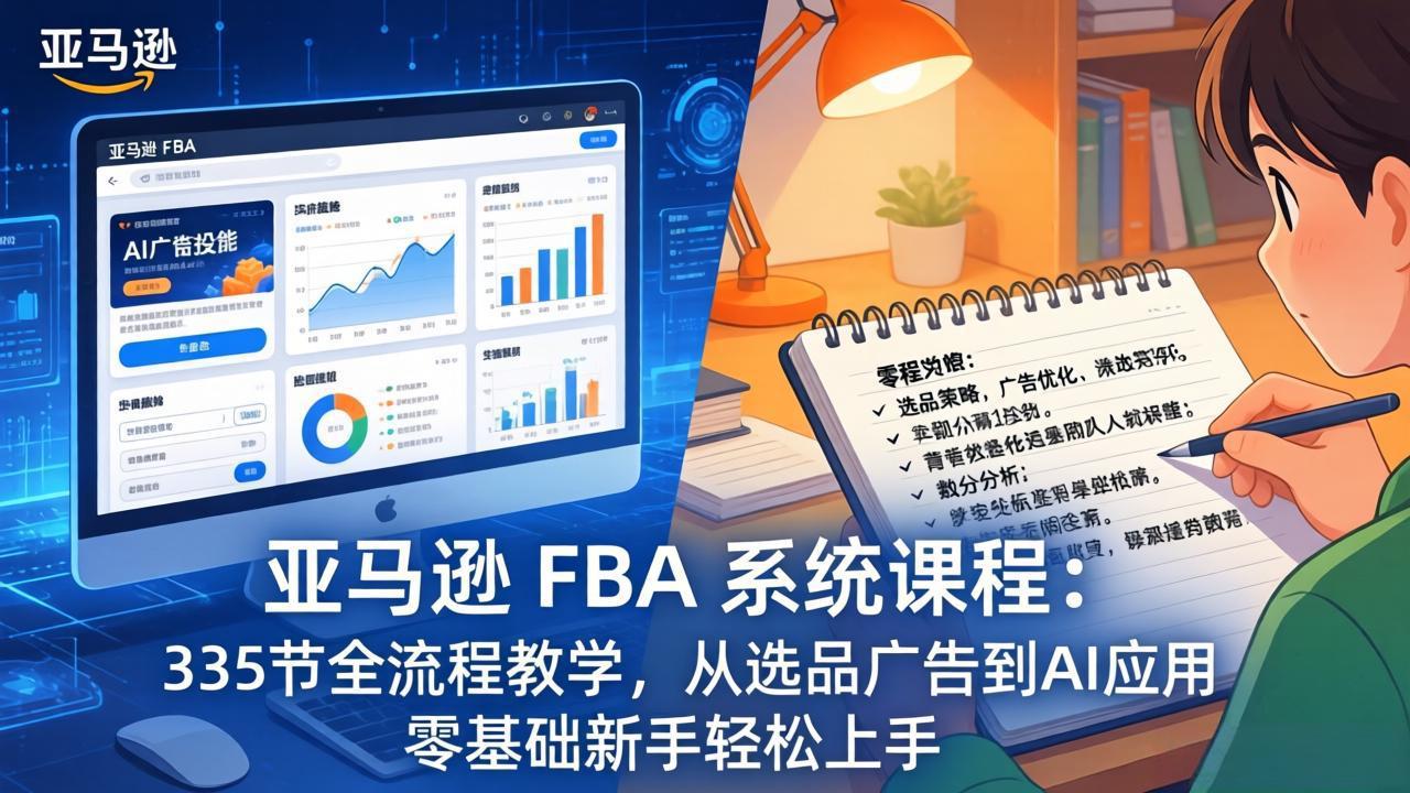 (17744期)亚马逊 FBA 系统课程(更新26年3月)335节全流程教学,从选品广告到AI应用,零基础新手轻松上手-赛德副业库
