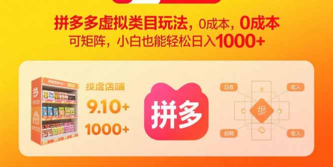 (15943期)拼多多虚拟类目玩法,0成本,可矩阵,小白也能轻松日入1000+-赛德副业库