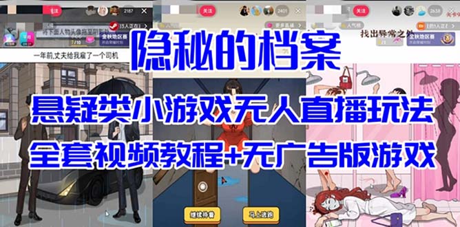 抖音爆火的悬疑解谜小游戏【隐秘的档案】无人直播玩法【教程+游戏+工具】-赛德副业库