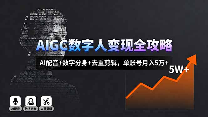 （16143期）AIGC数字人变现全攻略，AI配音+数字分身+去重剪辑，单账号月入5万+-赛德副业库
