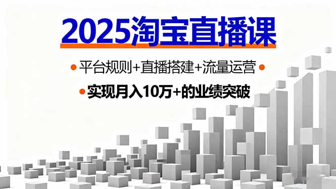 （16072期）2025淘宝直播课，平台规则+直播搭建+流量运营，首播GMV破3万-赛德副业库
