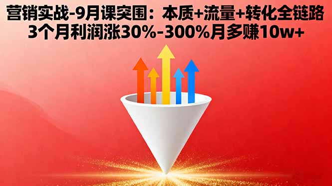 （16152期）营销实战-9月突围课:本质+流量+转化全链路 3个月利润涨30%-300%月多赚10w+-赛德副业库