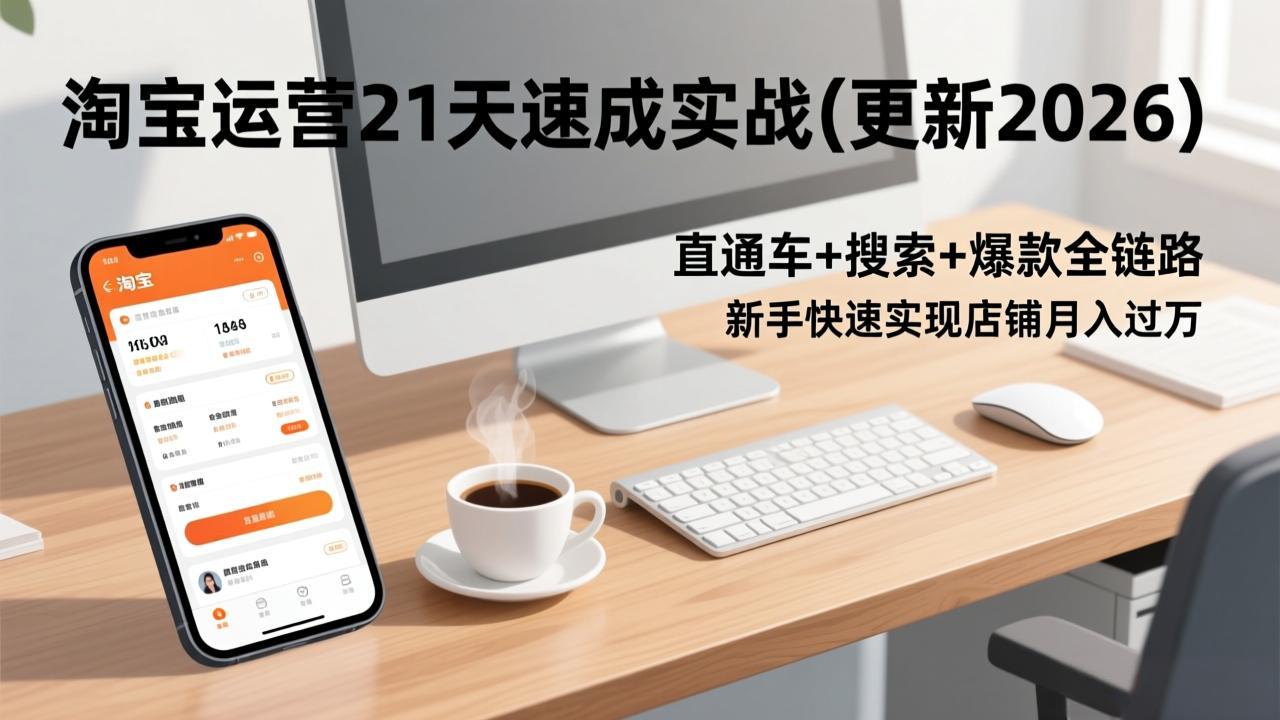 （17201期）淘宝运营21天速成实战(更新2026)，直通车+搜索+爆款全链路，新手快速实现店铺月入过万-赛德副业库