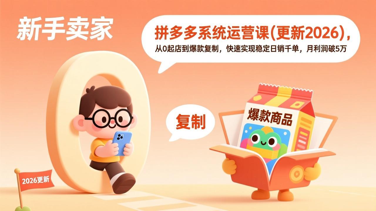 （17202期）拼多多系统运营课(更新2026)，从0起店到爆款复制，快速实现稳定日销千单，月利润破5万-赛德副业库