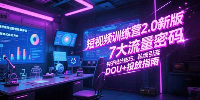 (15255期)短视频训练营2.0新版,7大流量密码/钩子设计技巧/私域引流/DOU+投放指南-赛德副业库