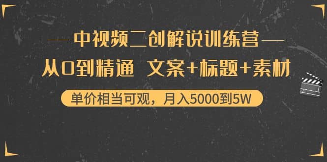 中视频二创解说训练营:从0到精通 文案+标题+素材-赛德副业库