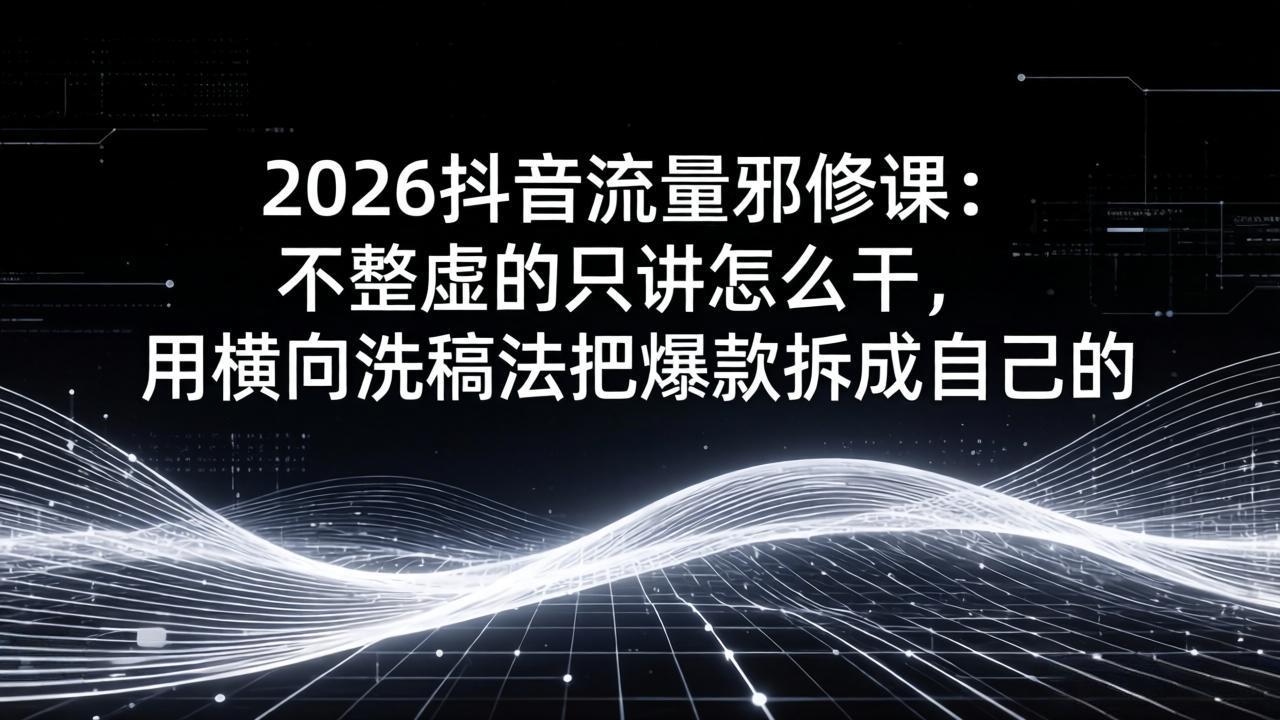 (17725期)2026抖音流量邪修课:不整虚的只讲怎么干,用横向洗稿法把爆款拆成自己的-赛德副业库