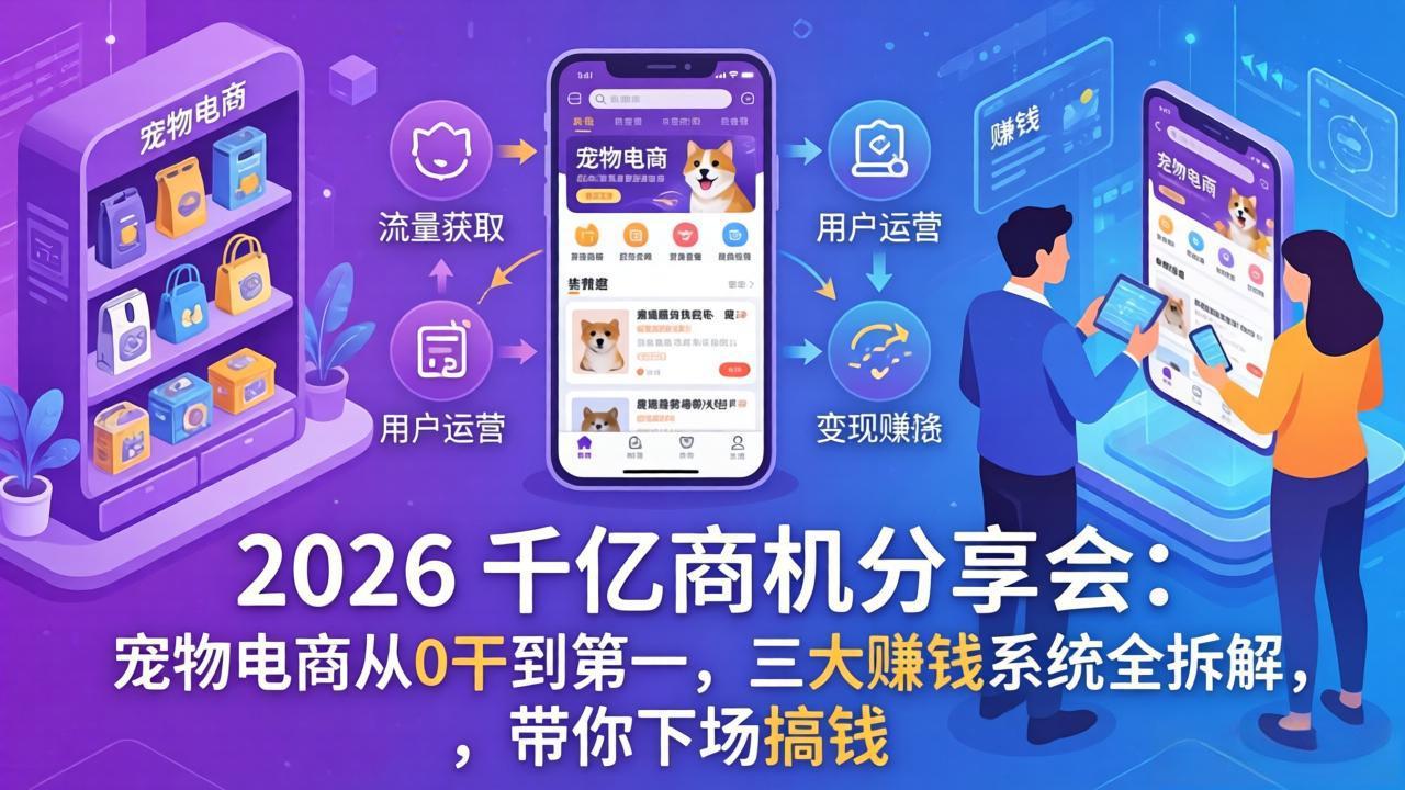 (17726期)2026 千亿商机分享会:宠物电商从0干到第一,三大赚钱系统全拆解,带你下场搞钱-赛德副业库