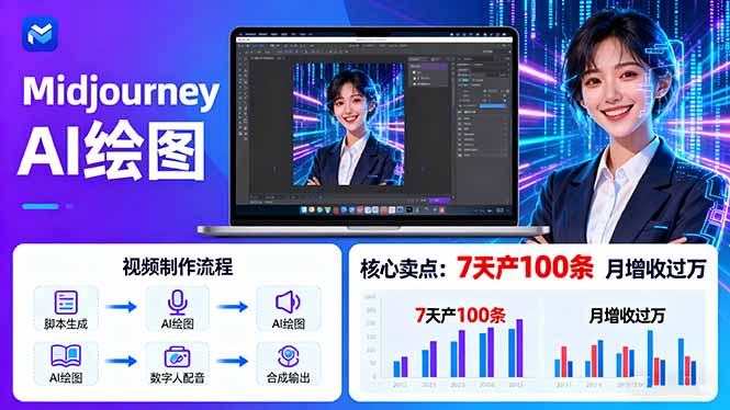 （16049期）AI绘图照片开口说话视频制作：Midjourney+数字人，7天产100条月增收过万-赛德副业库