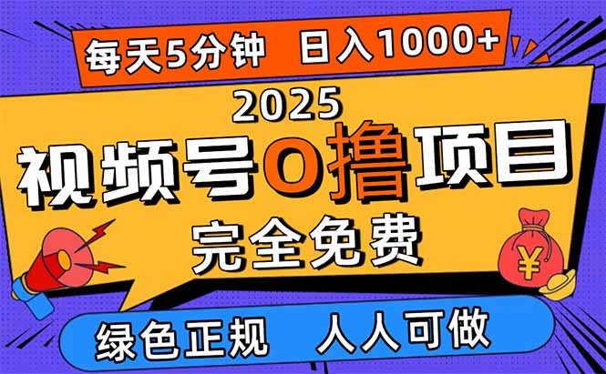 （16388期）2025视频号0撸项目，5分钟一个号，日入1000+，人人可做-赛德副业库