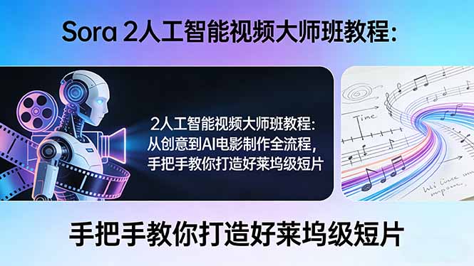 (17688期)Sora 2人工智能视频大师班教程:从创意到AI电影制作全流程,手把手教你打造好莱坞级短片-赛德副业库