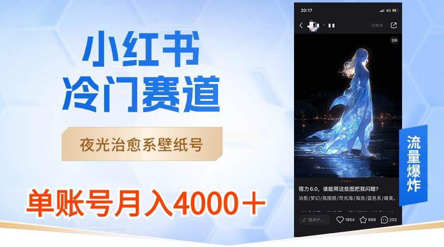 （8743期）小红书冷门赛道，夜光治愈系壁纸号，单号月入4000＋-赛德副业库