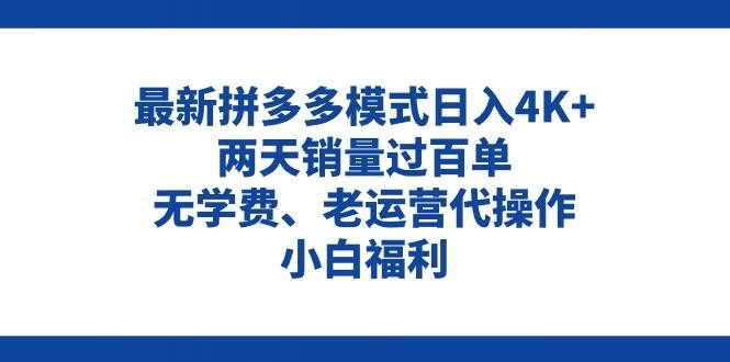 （11189期）拼多多最新模式日入4K+两天销量过百单，无学费、老运营代操作、小白福利-赛德副业库