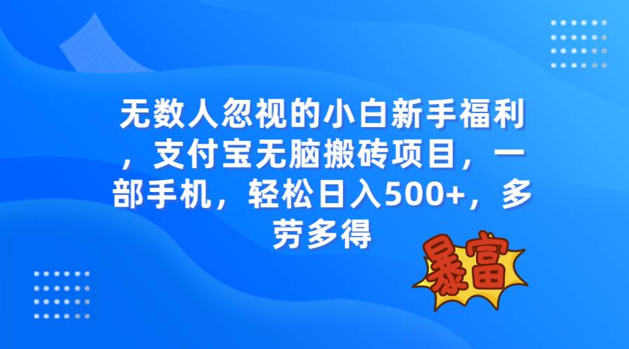 （7830期）无数人忽视的项目，支付宝无脑搬砖项目，一部手机即可操作，轻松日入500+-赛德副业库