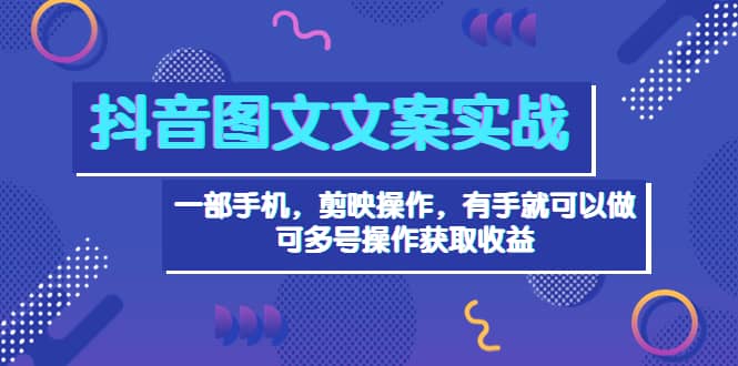 抖音图文毒文案实战：一部手机 剪映操作 有手就能做，单号日入几十 可多号-赛德副业库