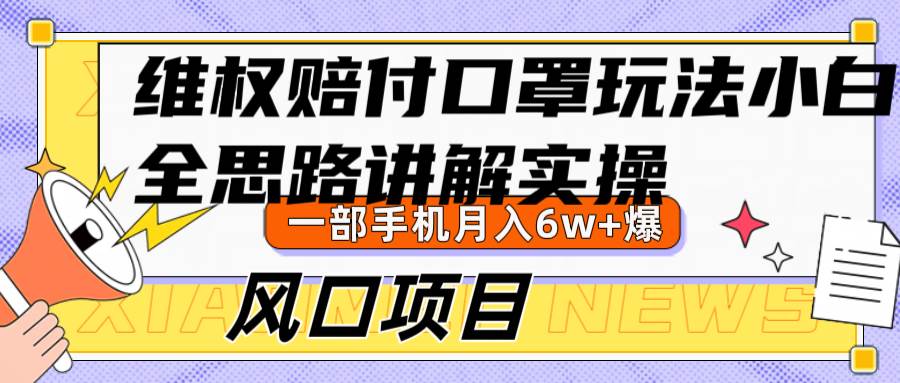 维权赔付口罩玩法,小白也能月入6w+,风口项目实操-赛德副业库