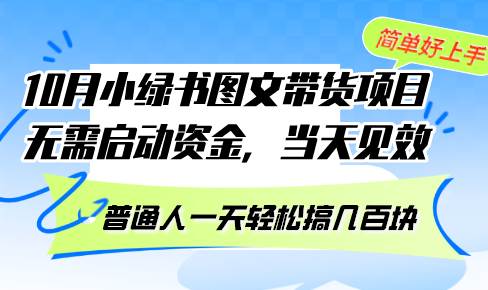 （13005期）10月份小绿书图文带货项目 无需启动资金 当天见效 普通人一天轻松搞几百块-赛德副业库