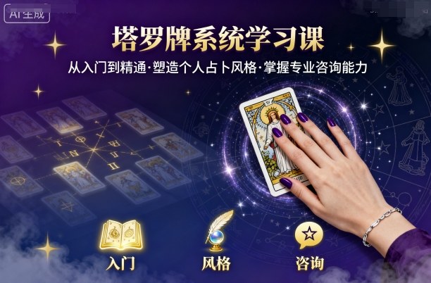 塔罗牌系统学习课，助你从入门到精通，塑造个人占卜风格，掌握专业咨询能力-赛德副业库
