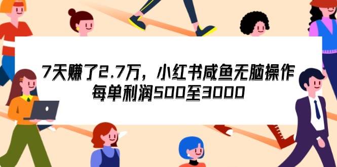 （12192期）7天收了2.7万，小红书咸鱼无脑操作，每单利润500至3000-赛德副业库