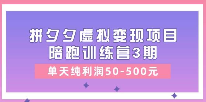 黄岛主《拼夕夕虚拟变现项目陪跑训练营3期》单天纯利润50-500元-赛德副业库