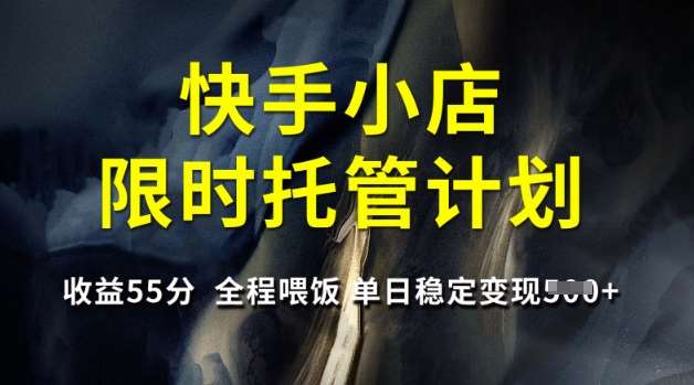 快手小店限时托管计划,收益55分,全程喂饭,单日稳定变现5张【揭秘】-赛德副业库