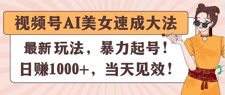 （11330期）视频号AI美女速成大法，暴力起号，日赚1000+，当天见效-赛德副业库