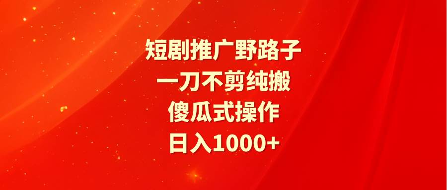 (9586期)短剧推广野路子,一刀不剪纯搬运,傻瓜式操作,日入1000+-赛德副业库