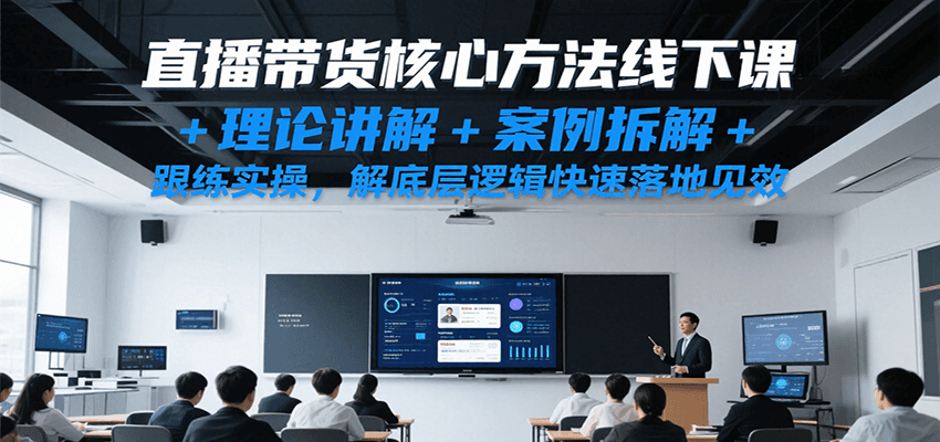 直播带货核心方法线下课，理论讲解+案例拆解+跟练实操，解底层逻辑快速落地见效-赛德副业库