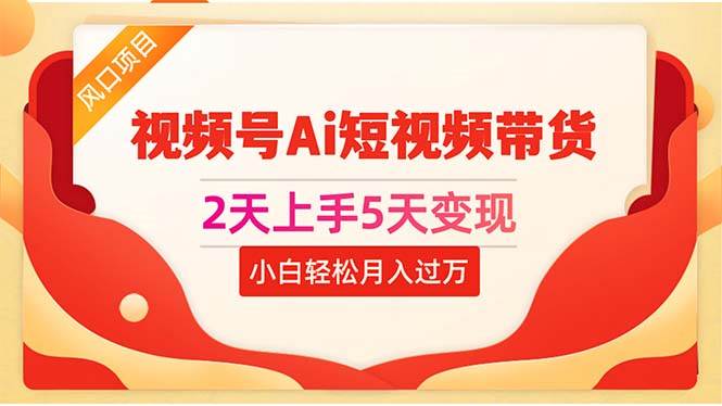 （10807期）2天上手5天变现视频号Ai短视频带货0粉丝0基础小白轻松月入过万-赛德副业库