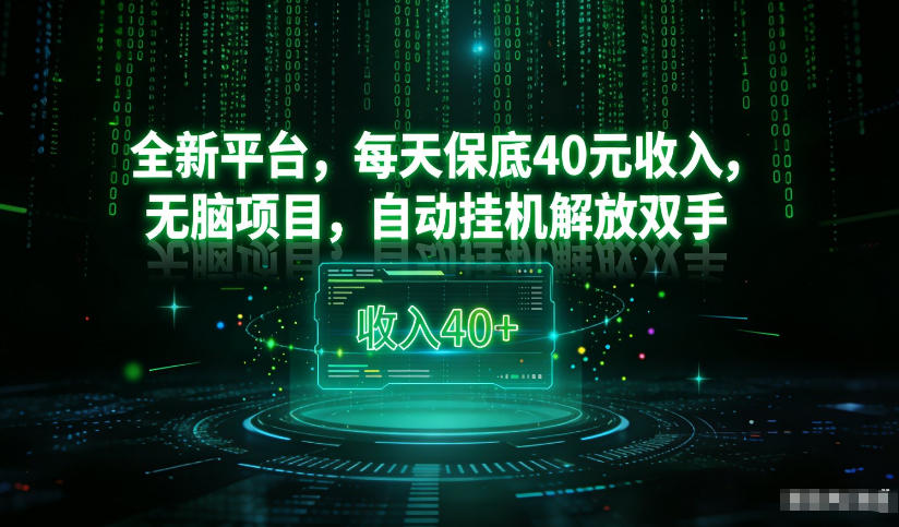 最新看广平台，每天保底30-4米，无脑项目，自动挂G解放双手【揭秘】-赛德副业库