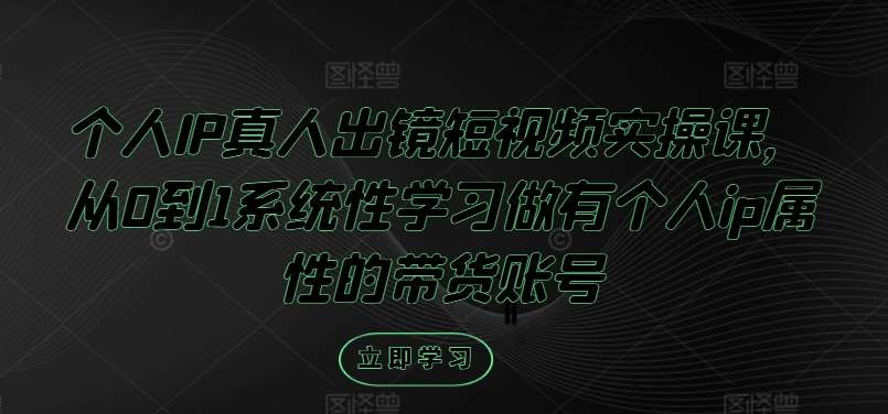 个人IP真人出镜短视频实操课，从0到1系统性学习做有个人ip属性的带货账号-赛德副业库