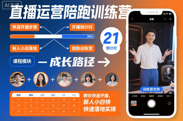 直播运营陪跑训练营，教你快速开播，新人小白快速落地实操-赛德副业库