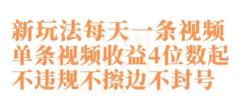 快手新玩法每天一条视频单条视频收益4位数起不违规不擦边不封号【揭秘】-赛德副业库