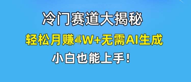 冷门赛道大揭秘，轻松月赚1W+无需AI生成，小白也能上手【揭秘】-赛德副业库